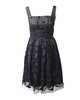 sleeveless pleated lace dress in black polyester
