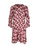 woman lace-trimmed floral print mini dress in multicolor rayon