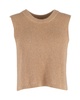 sleeveless knit top in brown wool