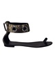 snakeskin print ankle strap flat sandals in black leather