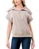 short sleeve quarter zip & pant set in taupe