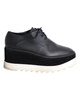 elyse velvet-trimmed platform brogues in black faux leather