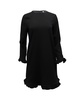 clark ruffled long sleeve dress in black polyester