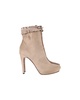 ruffle trimmed with bow ankle boots in nude ponyhair