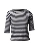 breton stripe top in white print cotton