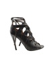 alaia lace up peep toe ankle boots in black leather