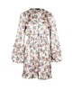 paisley print balloon sleeve mini dress in white polyester