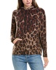 wool & cashmere-blend contrast leopard hoodie