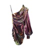 sequined one shoulder ruched mini dress in multicolor polyester