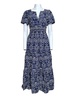 viridiana floral eyelet tiered maxi dress in navy