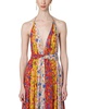 deep v halter neck wrapped waist gown
