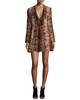 brinkley tiger print v-neck fit & flare silk mini dress in brown, black