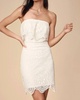 lace strapless mini dress in white