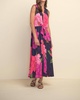 mixed floral midi dress in pink/multicolor