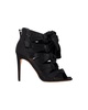 layla lace-up booties in black satin