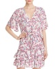 tie front floral crop blouse in pink