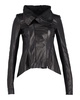 draped jacket in black leather