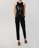 fitted satin pants in black