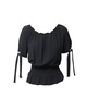 shirred top in black viscose