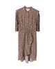 ruffled midi dress in beige print viscose