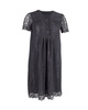 semi shear lace mini dress in black cotton
