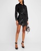 chassidy vegan leather mini shirt dress in black