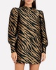 elisa zebra stripe mini dress in beige,black