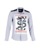 dragon kick queen of kung fu check shirt in blue cotton