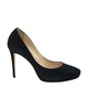 platform pumps in black suede