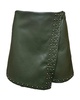 women's studded stretch faux leather wrap skort in olive