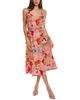 belted linen-blend a-line dress