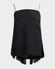 fringe paneled silk crepe cami top