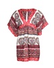 printed kimono mini dress in multicolor silk