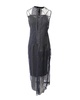 patchwork lace long dress in black nylon