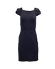 puffed sleeve mini dress in navy blue viscose