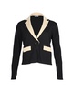 knitted contrasting cropped cardigan in beige and black viscose