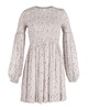 floral print shirred georgette mini dress in multicolor viscose