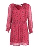 see-through sleeve printed dress in red viscose