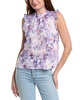 mock neck ruffle linen top