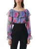 boat neck ruffle silk top
