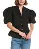 draped puff sleeve blouse