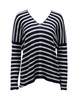 striped sweater in navy blue linen