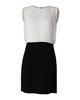 colorblock sleeveless sheath dress in black silk
