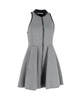 halter mock neck mini dress in grey cotton
