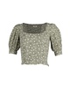 cave top with floral print in green khaki viscose