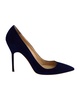 bb pointed pumps in navy blue suede