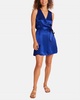 wrap front mini dress in tropical twilight