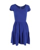 textured knit mini dress in blue cotton