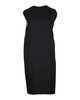 sleeveless knee-length dress in black polyester