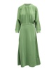 pleated a-line dress in green polyester